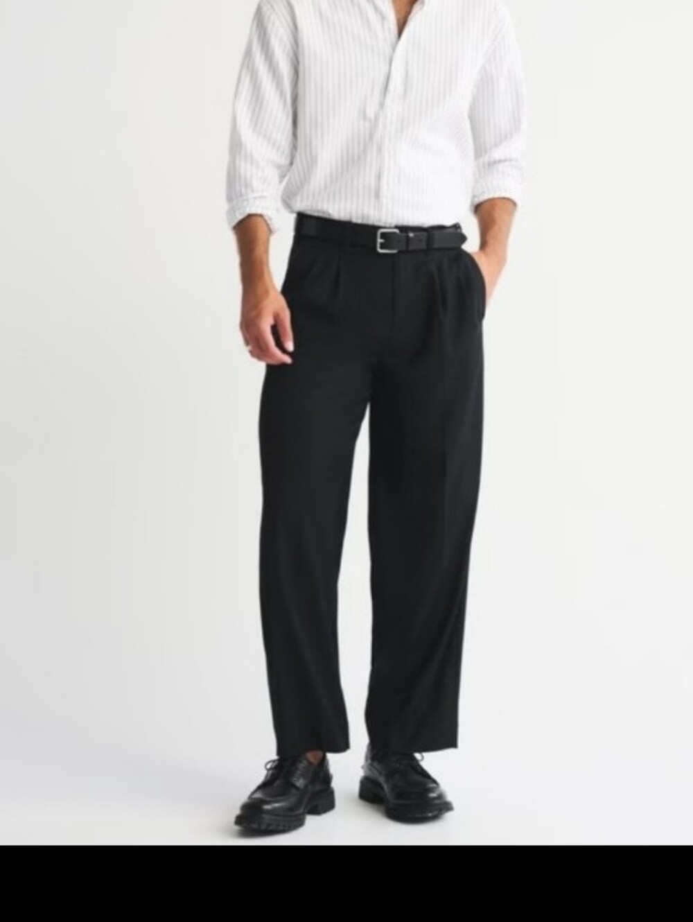 Abercrombie and fitch 30 black Navy Blue pleated Baggy Dress Trouser